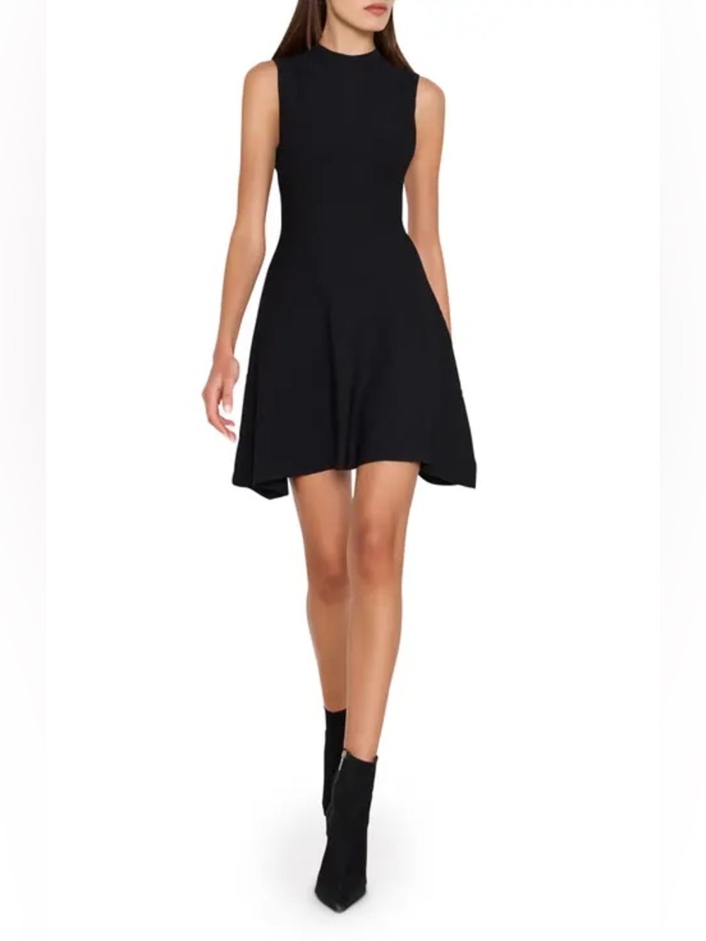 ELLA MOSS SIZE XS~JET BLACK KNIT SWEATER FIT & FLAIR SLEEVELESS DETAILED DRESS~
